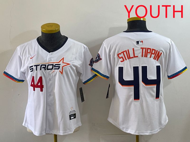 Youth Houston Astros #44 Still Tippin White Four generations Joint Name 2025 Nike MLB Jersey style 5